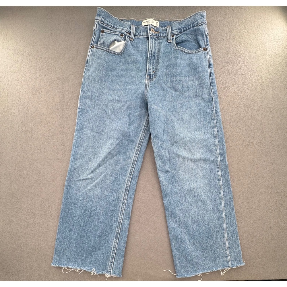 Abercrombie & Fitch The 90s Relaxed Jean Womens 28/6XS Blue Raw Hem